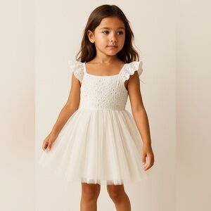 Arabella & Rose White Tutu Flower Girl Dress | Size 1 Year